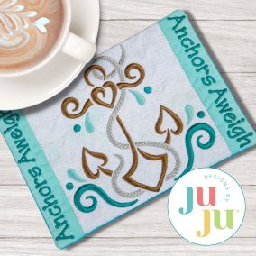 ITH Anchors Aweigh Mug Rug | Machine Embroidery Designs by JuJu
