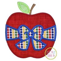 Apple Big Bow Applique Design | Machine Embroidery Designs by JuJu