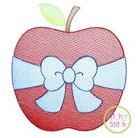 Apple Big Bow Sketch Embroidery | Machine Embroidery Designs by JuJu