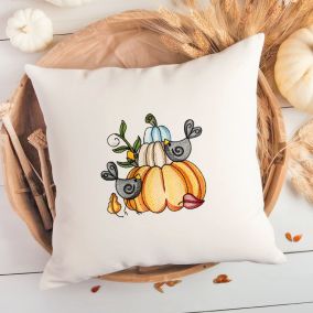 Autumn Pumpkins Crow Sketch | Machine Embroidery Designs by JuJu	