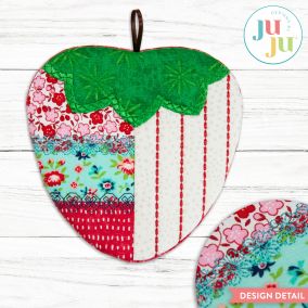 In The Hoop Strawberry Coaster & Hot Pad Project | Machine Embroidery Designs by JuJu