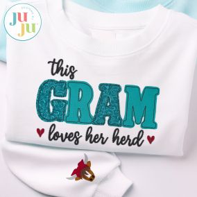                                 Gram Loves Her Herd Embroidery Design | Machine Embroidery Designs by JuJu
                            