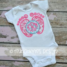 Baby Feet Monogram Frame | Machine Embroidery Designs by JuJu