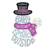 Baby It's Cold Outside Snowman Applique | Machine Embroidery Designs by JuJu