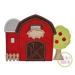 Barn with Silo and Tree Applique | Machine Embroidery Designs by JuJu