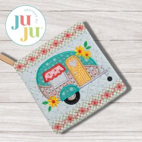 ITH Trailer With Flowers Pot Holder | Machine Embroidery Designs by JuJu