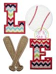 Baseball LOVE 2 (or Softball LOVE 2) Applique Design | Machine Embroidery Designs by JuJu