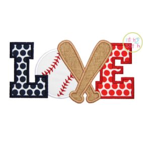 Itch 2 Stitch Baseball Love Applique Digital Embroidery Machine Designs by JuJu