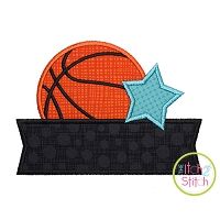 Basketball Star Banner Applique Design | Machine Embroidery Designs by JuJu