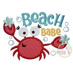 Beach Babe Crab Applique | Machine Embroidery Designs by JuJu