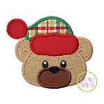 Winter Bear Face Boy Applique | Machine Embroidery Designs by JuJu