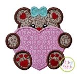Bear With Heart Girl Applique | Machine Embroidery Designs by JuJu