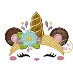 Bear Unicorn Horn Applique | Machine Embroidery Designs by JuJu