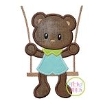 Bear in the Swing Boy Applique | Machine Embroidery Designs by JuJu
