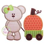 Bear Wagon Pumpkin Girl Applique | Machine Embroidery Designs by JuJu
