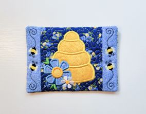 ITH Busy Bees Beehive Mug Rug | Machine Embroidery Designs by JuJu