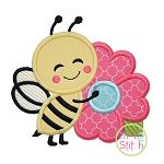 Bee Hugs Flower Applique | Machine Embroidery Designs by JuJu