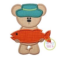 Big Fish Bear Applique | Machine Embroidery Designs by JuJu