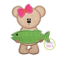Big Fish Girly Bear Applique | Machine Embroidery Designs by JuJu
