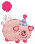 Birthday Pig Applique | Machine Embroidery Designs by JuJu