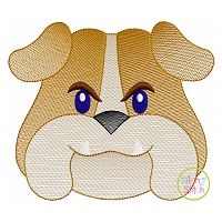 Bulldog Face Boy Sketch Embroidery | Machine Embroidery Designs by JuJu