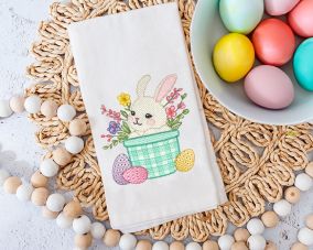 Bunny Basket Sketch | Machine Embroidery Designs by JuJu