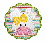 Bunny Face Scalloped Circle | Machine Embroidery Designs by JuJu