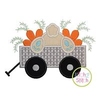Bunny Carrot Wagon Applique Design | Machine Embroidery Designs by JuJu