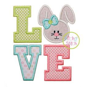 Itch 2 Stitch Bunny Love Applique Digital Embroidery Machine Designs by JuJu