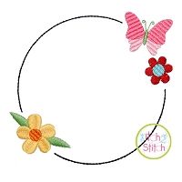 Butterfly Bloom Frame Embroidery Design | Machine Embroidery Designs by JuJu