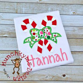 Candy Cane Bow | Machine Embroidery Designs by JuJu