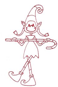 Quirky Christmas Elves Redwork Designs by Juju