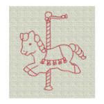Carousel Horses Redwork Machine Embroidery Designs by JuJu