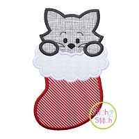 Cat in Stocking Boy Applique | Machine Embroidery Designs by JuJu