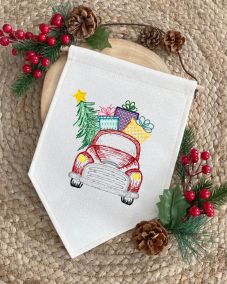 Christmas Truck Front Vintage Sketch | Machine Embroidery Designs by JuJu