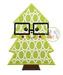 Christmas Tree Glasses Boy Applique | Machine Embroidery Designs by JuJu