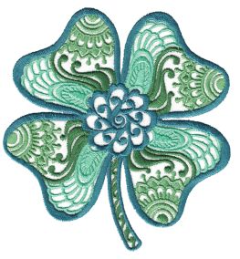 Ornamental Four Leaf Clovers Machine Embroidery Designs by JuJu