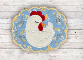 ITH Scalloped Chicken Coaster | Machine Embroidery Designs by JuJu