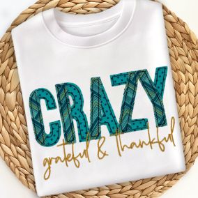 Crazy Grateful Thankful Bean Stitch Applique | Machine Embroidery Designs by JuJu	