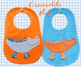 Crocodile Bib | Machine Embroidery Designs by JuJu