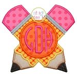 Crossed Pencil Monogram Applique | Machine Embroidery Designs by JuJu