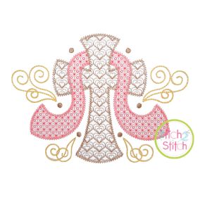 Itch 2 Stitch Cross with Sash Swirls Motif Digital Embroidery Machine Designs by JuJu