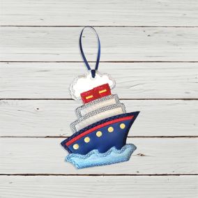 ITH Cruise Ship Ornament | Machine Embroidery Designs by JuJu