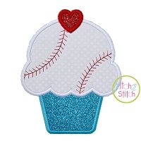 Cupcake Baseball Applique | Machine Embroidery Designs by JuJu