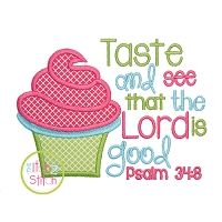 Cupcake Psalm Applique with verse | Machine Embroidery Designs by JuJu