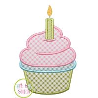 Cupcake with Candle Applique | Machine Embroidery Designs by JuJu