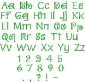 Curly Q Embroidery Font