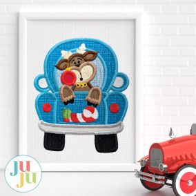 Christmas Trucks Applique Satin Stitch Embroidery Set | Machine Embroidery Designs by JuJu