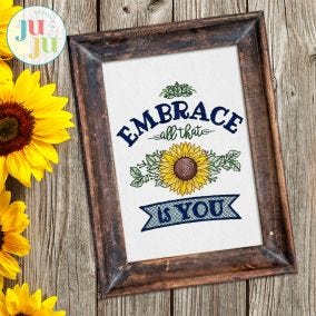 Sunflower Embrace You Embroidery Design | Machine Embroidery Designs by JuJu