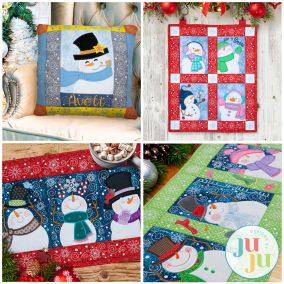 In The Hoop Build A Snowman Project | Machine Embroidery Designs by JuJu